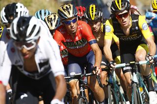 Vincenzo Nibali (Bahrain-Merida) sits in the main field of GC contenders in stage 11