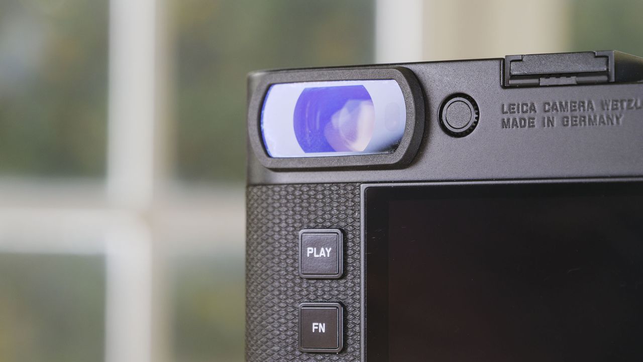 Closeup of the Leica M EV1 camera's viewfinder