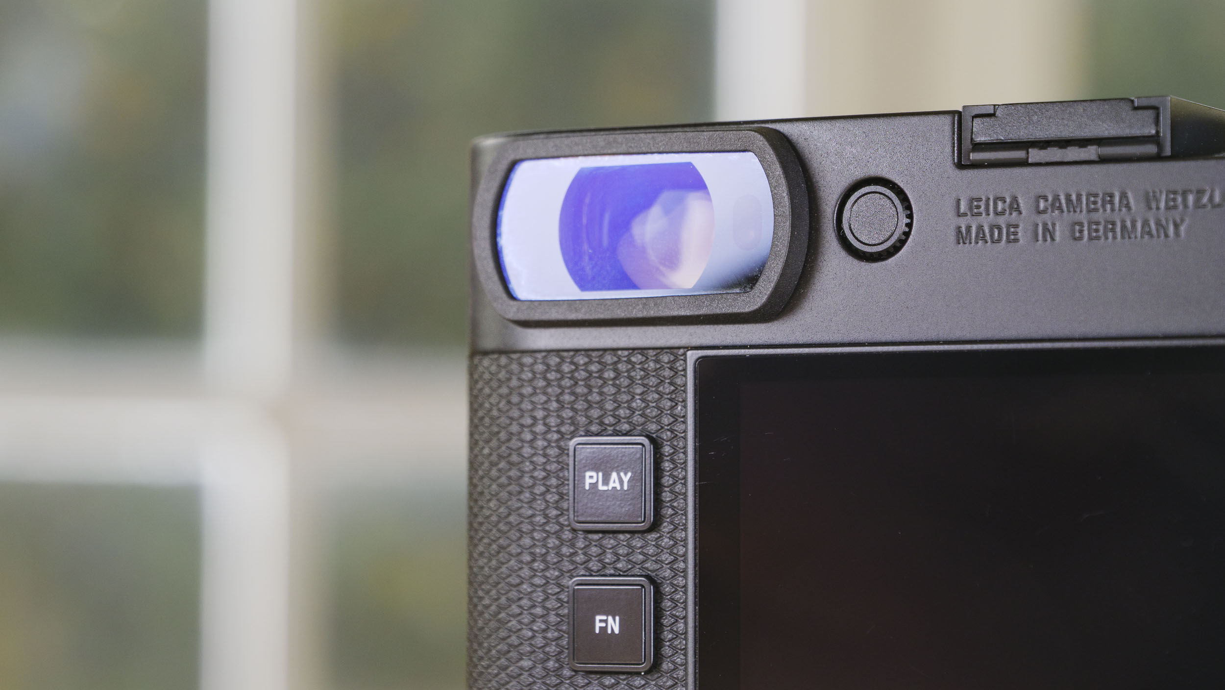 Closeup of the Leica M EV1 camera's viewfinder