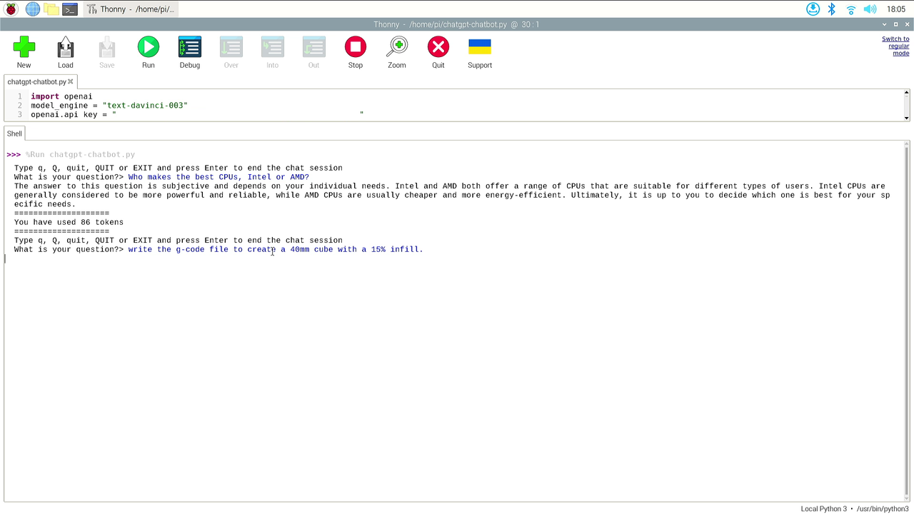 ChatGPT on Raspberry Pi