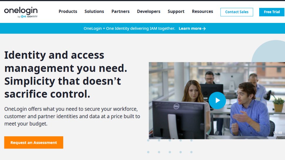 Website screenshot of OneLogin (August, 2025)