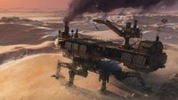 A mechanical base in a desert