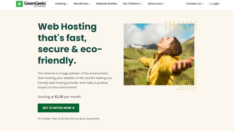 Website screenshot of GreenGeeks (August, 2025)