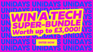 Bright text that reads Win a tech super-bundle worth up to £3,000
