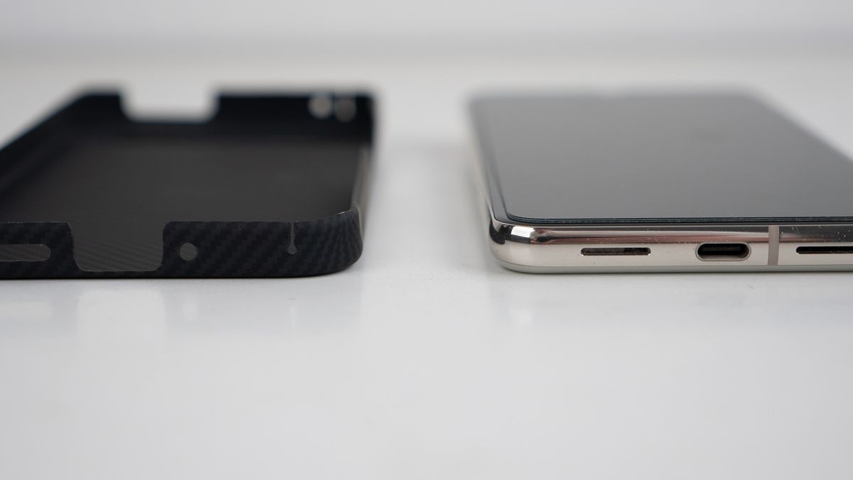 A Thinborne aramid fiber case made for an upcoming Google Pixel 9 phone alongside a Google Pixel 8 Pro