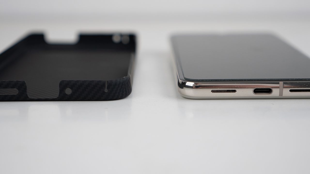 A Thinborne aramid fiber case made for an upcoming Google Pixel 9 phone alongside a Google Pixel 8 Pro