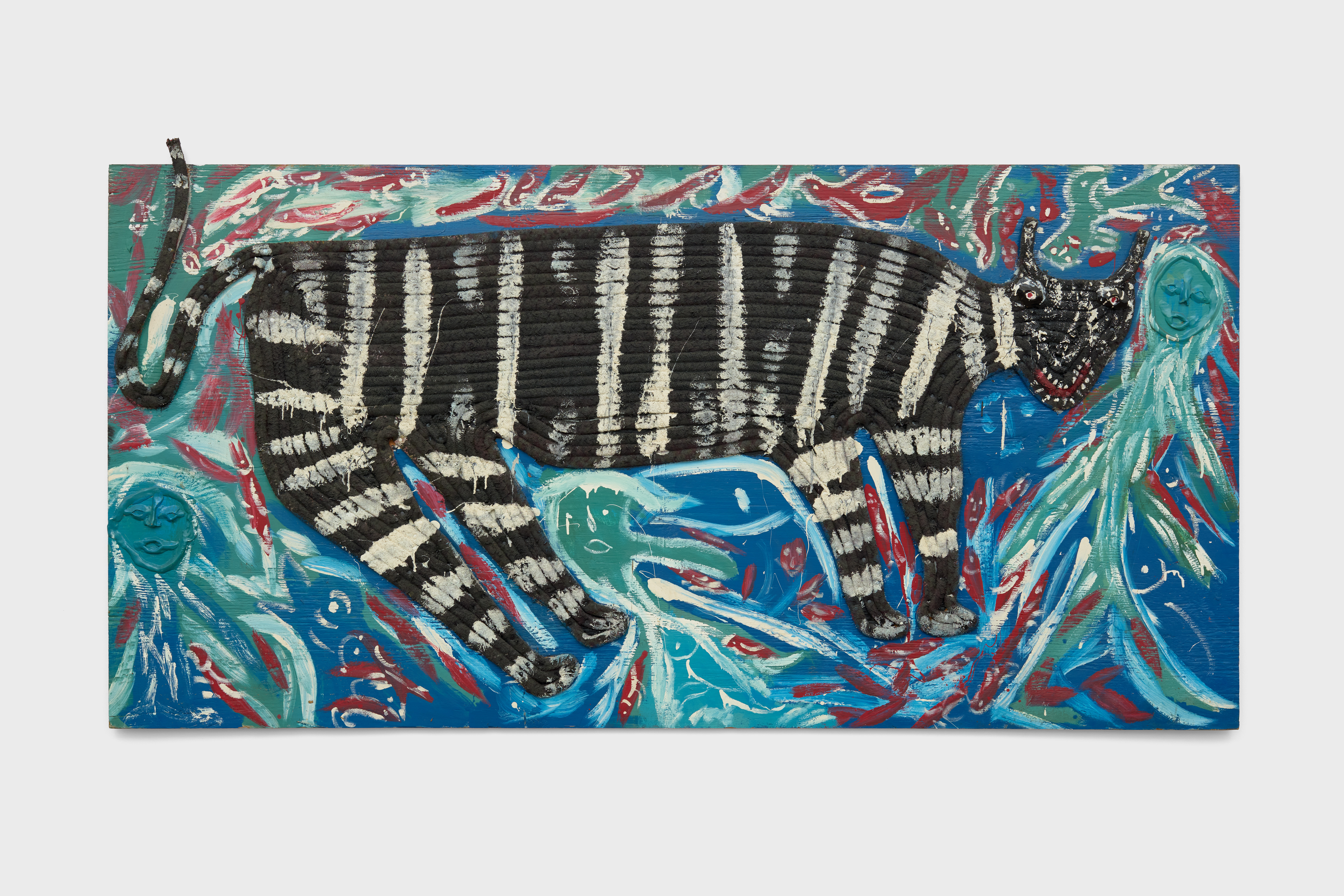 Thornton Dial, If the Tiger Knew He Had So Many Friends He Wouldn&amp;rsquo;t Have Stayed in the Jungle So Long, 1989, Found elements on wood, 121.9 x 243.8 x 5.1 cm, THD.1989.007 &amp;copy; Thornton Dial. Courtesy Edel Assanti.