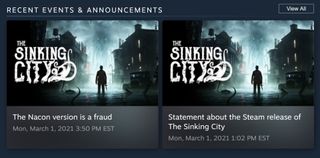 The Sinking City Steam announcements