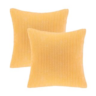 pair of yellow corduroy cushions