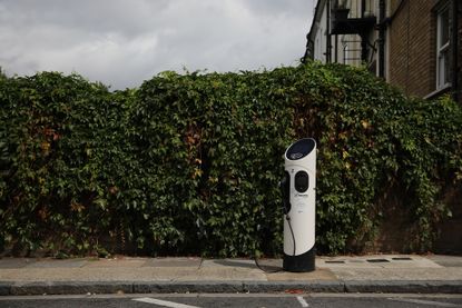 An electric car charging station in London.