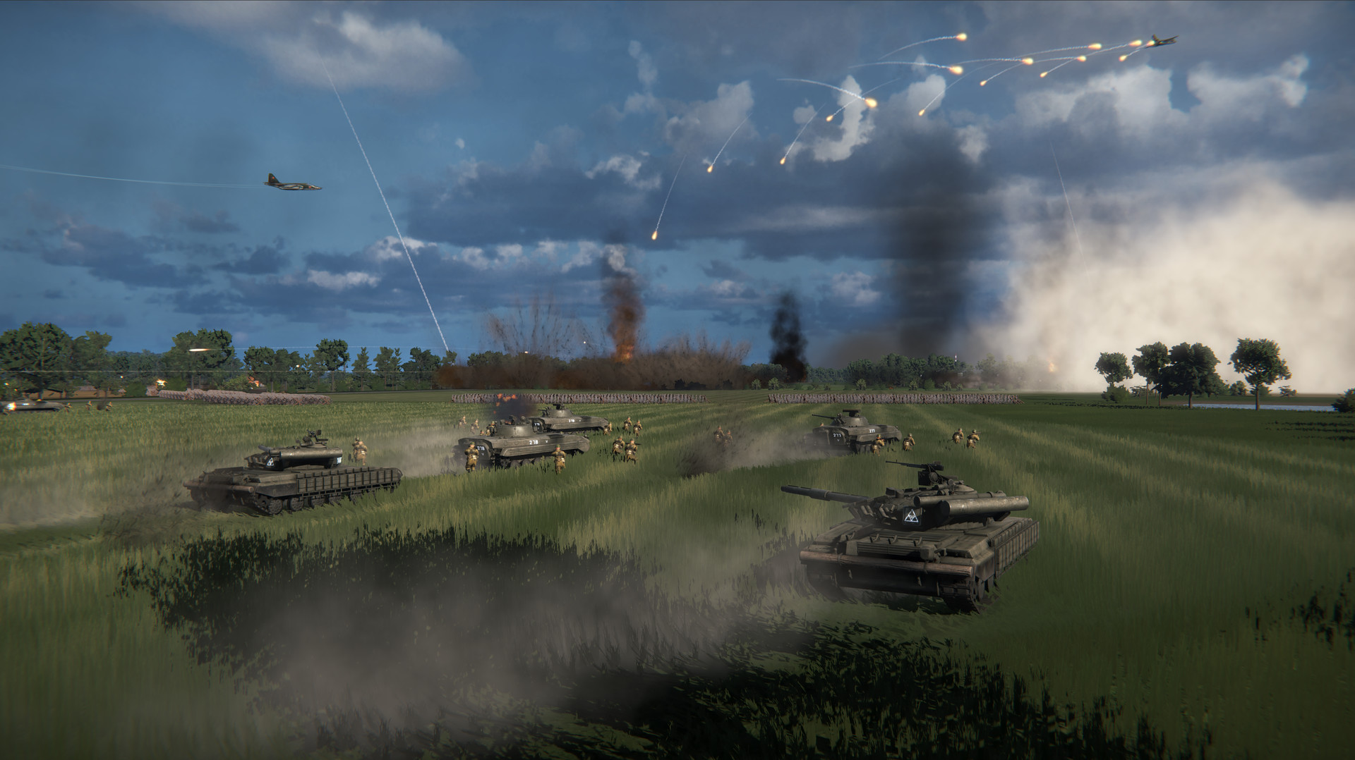 An image of warsaw pact and NATO forces fighting in the Cold War RTS Regiments.