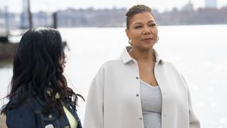  Liza Lapira as Melody “Mel” Bayani and Queen Latifah as Robyn McCall standing next to water in The Equalizer season 3