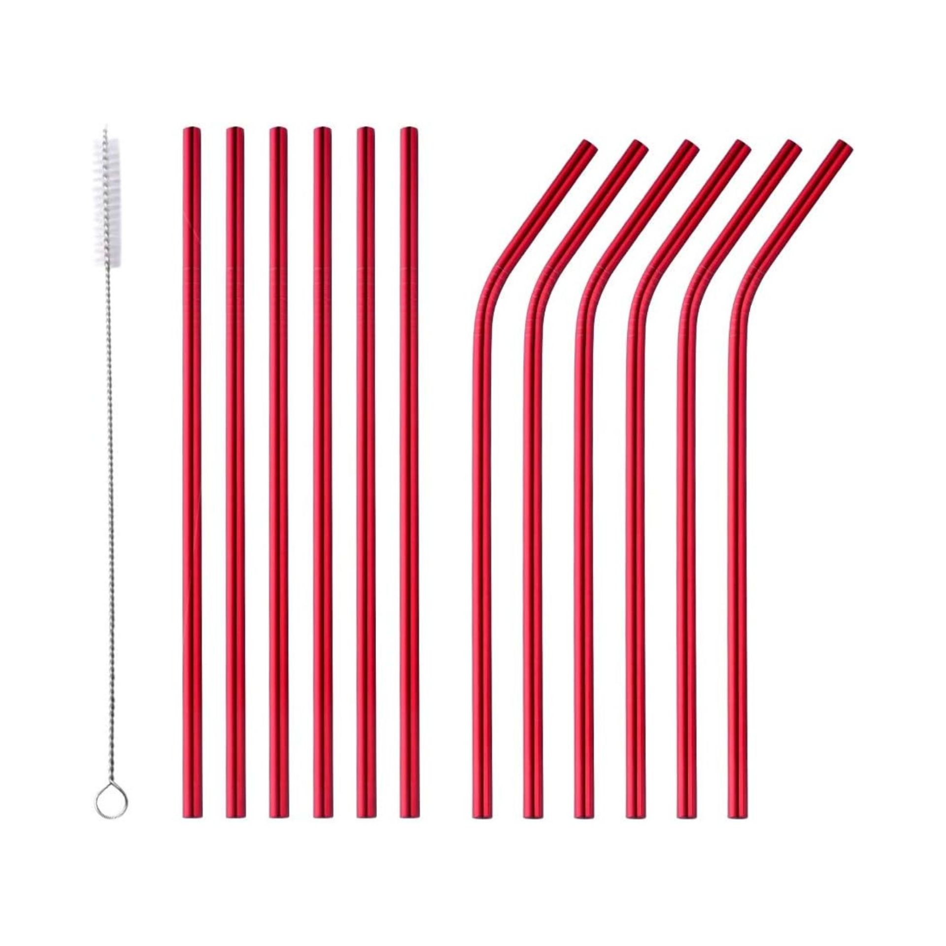Bisda Stainless Steel Red Straws Drinking Straw