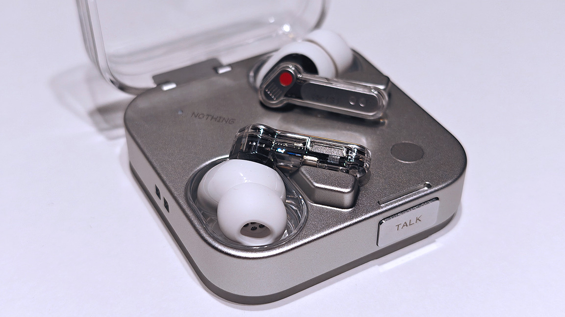 Nothing Ear 3; photos of white and metallic earbuds with transparent plastic casing