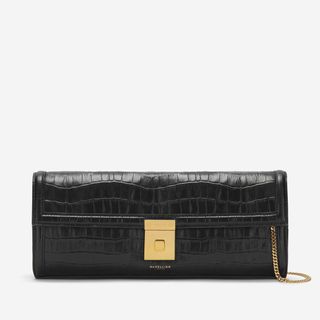 The Paris Clutch in Black Croc-Effect