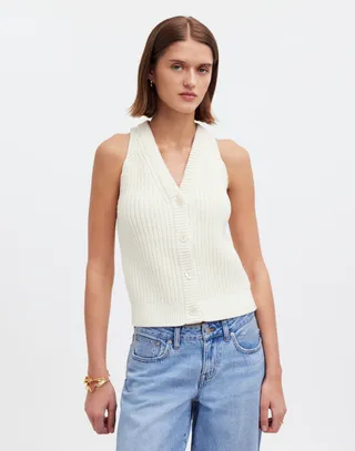 Madewell, Cutaway Sweater Vest in cream