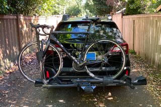 Yakima StageTwo bike rack attached to a car