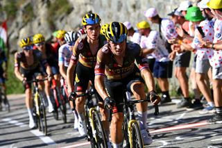 ALPE DHUEZ FRANCE JULY 14 Primoz Roglic of Slovenia and Team Jumbo Visma competes during the 109th Tour de France 2022 Stage 12 a 1651km stage from Brianon to LAlpe dHuez 1471m TDF2022 WorldTour on July 14 2022 in Alpe dHuez France Photo by Tim de WaeleGetty Images