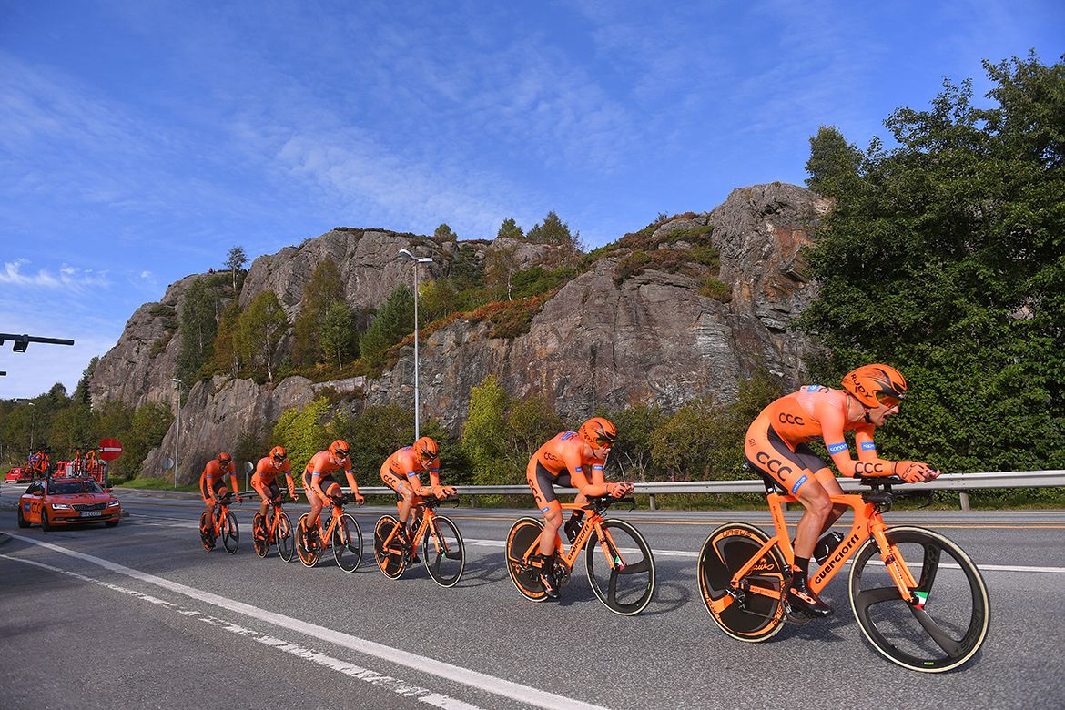 CCC Sprandi Polkowice riding the TTT at the Bergen World Championships