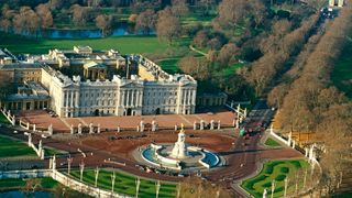 An aerial shot of Buckingham Palace