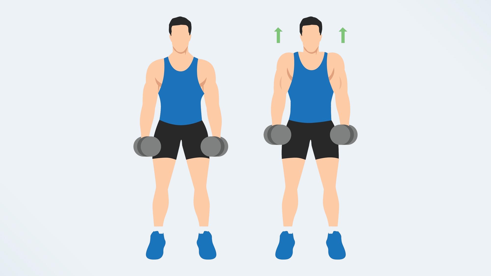 an illo of a man doing a dumbbell shoulder shrug