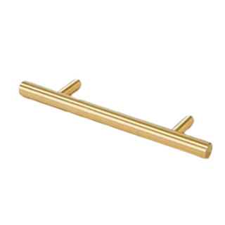 Gold t-bar handle on white background