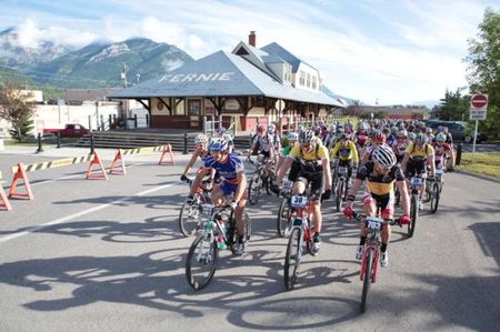 Rolling past Fernie Train Station on the way out of town.