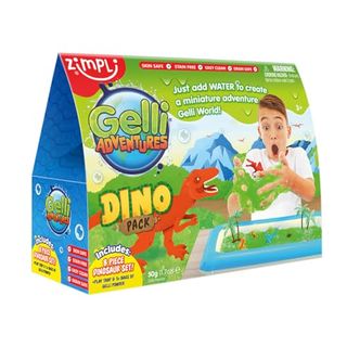 Zimpli Kids Gelli Adventures Dino Pack, 5 Use, 8 X Dinosaur Figures, Inflatable Tray, Imaginative Prehistoric Dinosaur Playset, Educational Science Kit for Boys and Girls, Children's Role Play Toy