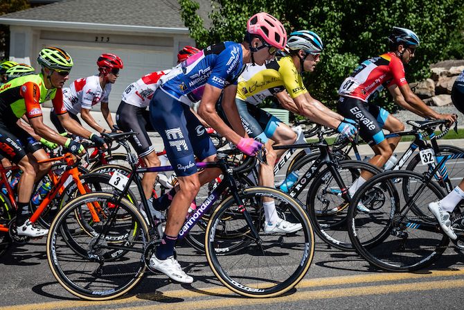 Joe Dombrowski (EF Education First) shadows the yellow jersey on stage 3 of the 2019 Tour of Utah