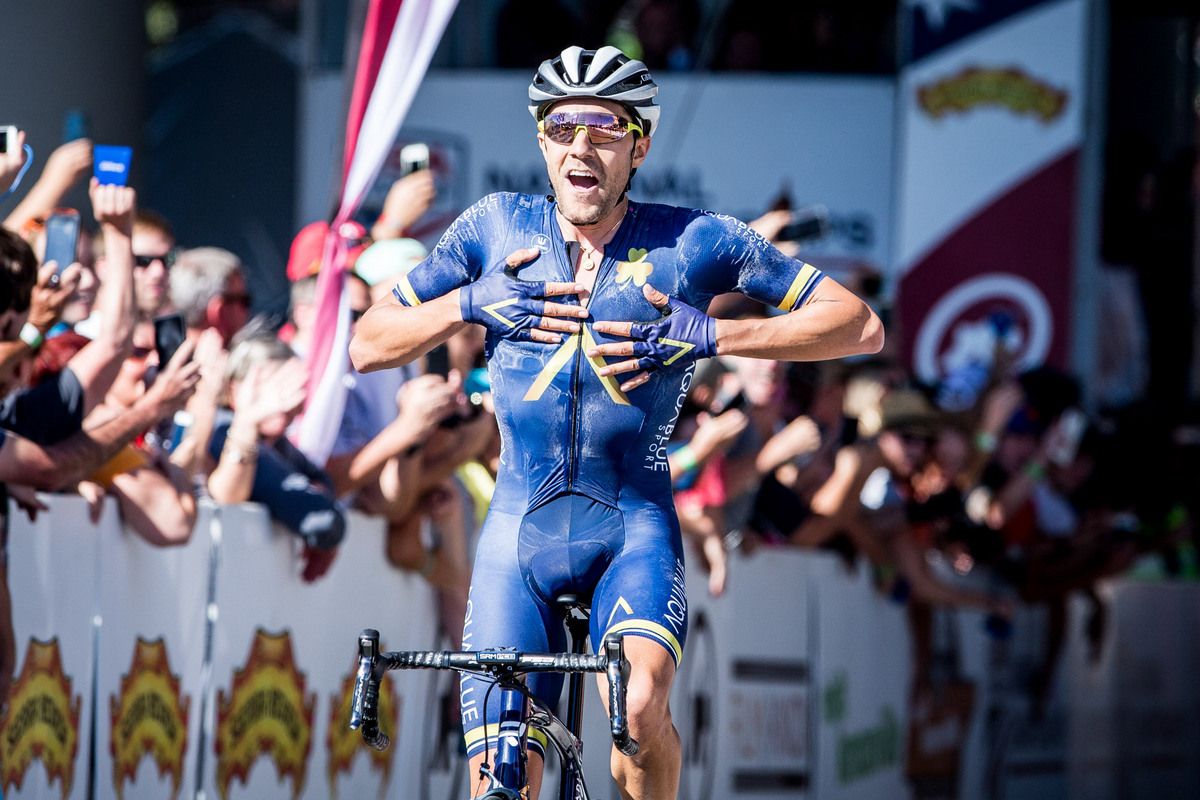 Larry Warbasse (Aqua Blue Sport) excited with his win
