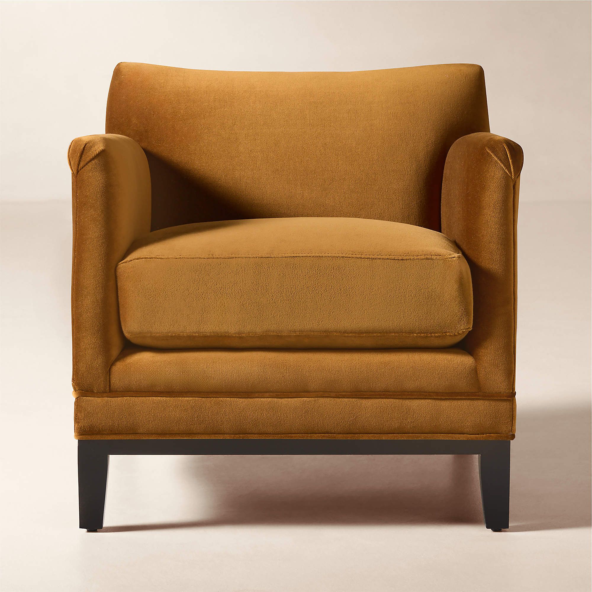 Camel velvet armchair