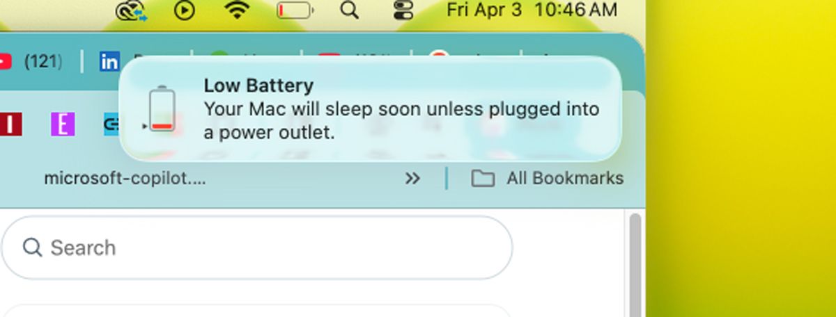 MacBook Neo low power message