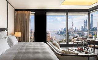 The guestroom at the Bulgari hotel Shanghai
