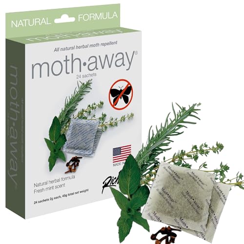 Richards Homewares Moth Away Sachets &amp;ndash; 24-Pack Natural Herbal Moth Repellent, Non-Toxic &amp;amp; Chemical-Free, Fresh Scent for Drawers, Closets &amp;amp; Storage Bins &amp;ndash; Made in Usa