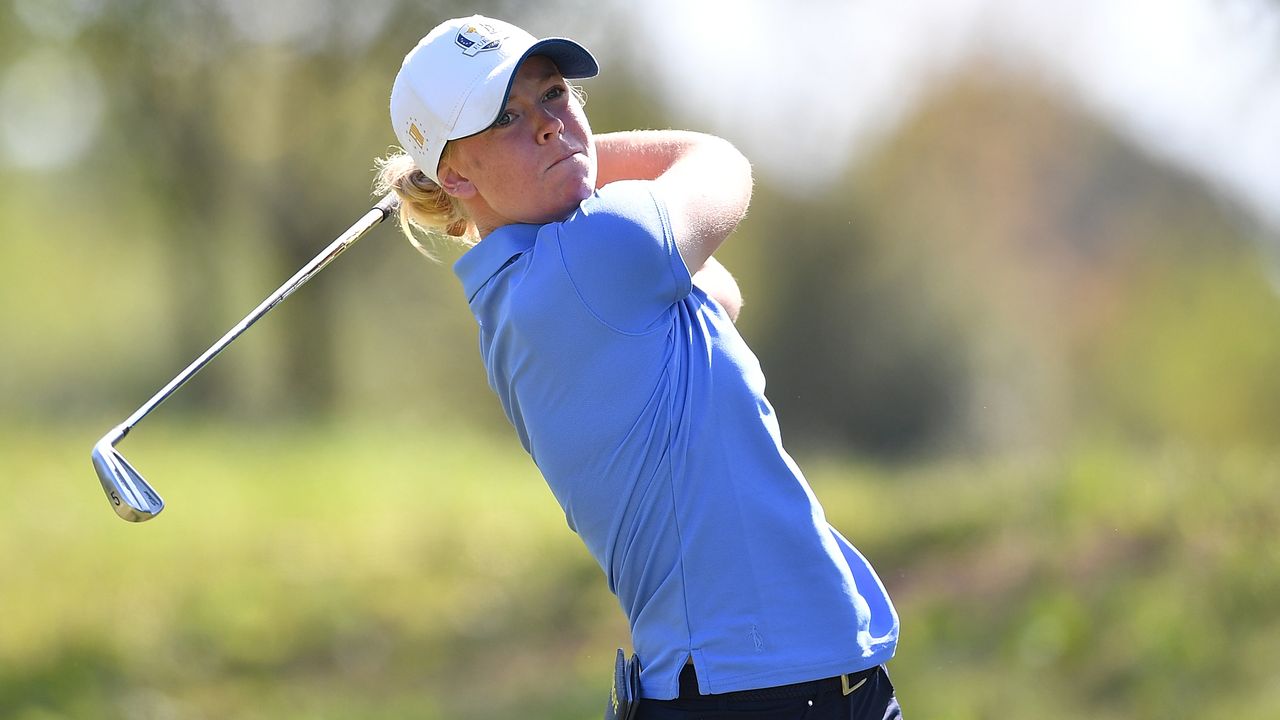 Meja Ortengren takes a shot during the Junior Ryder Cup