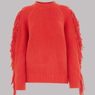 Whistles Fringe Sleeve Cable Sweater