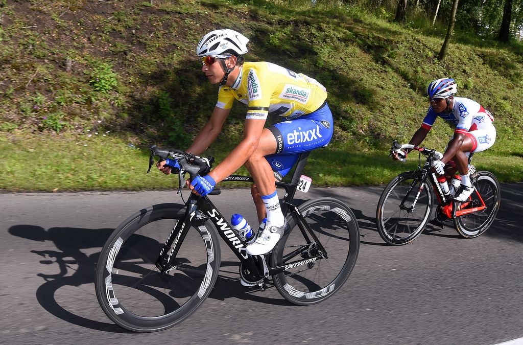Davide Martinelli (Etixx-Quick Step) enjoys his day in yellow