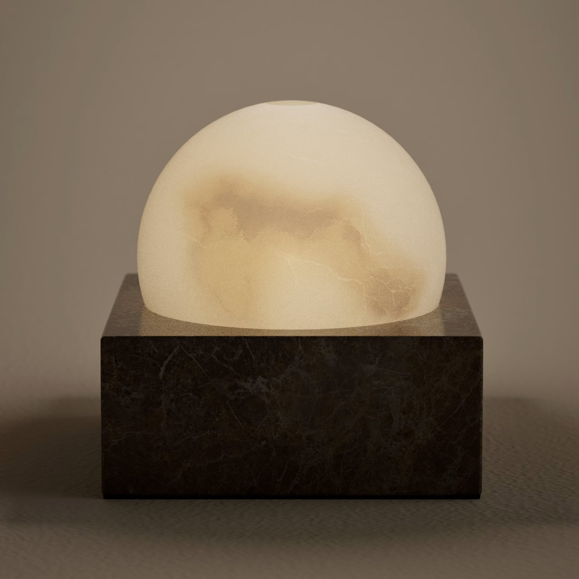 M&amp;amp;S Alabaster &amp;amp; Marble Rechargeable Table Lamp switched on