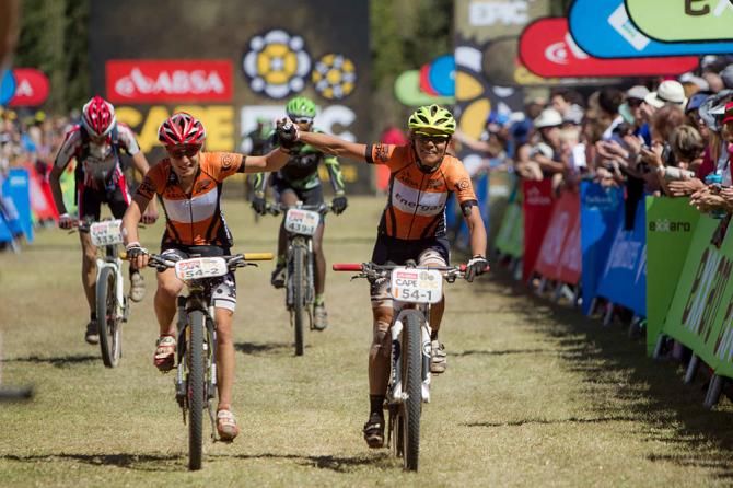 Overall winning ladies Yolande Speedy and Catherine Williams finish up