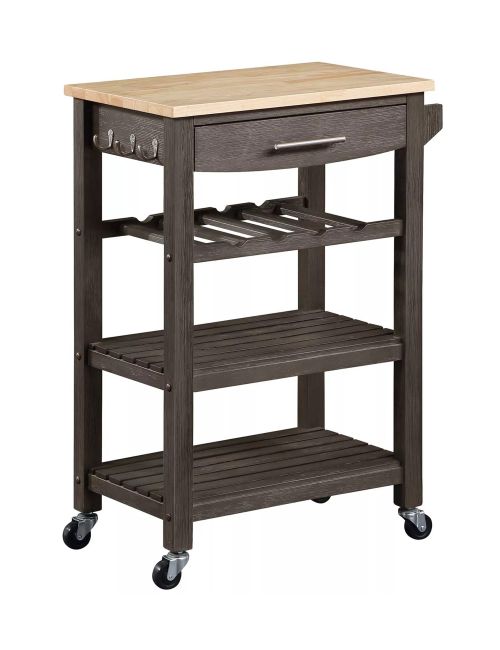 Ellaine Wood Butcher Block Kitchen Trolley