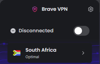 An image showing the Brave VPN frontend.