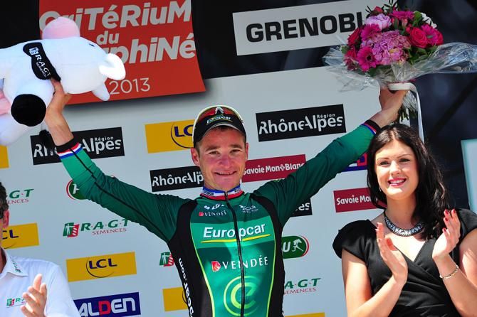 Thomas Voeckler celebrates his Dauphine stage win