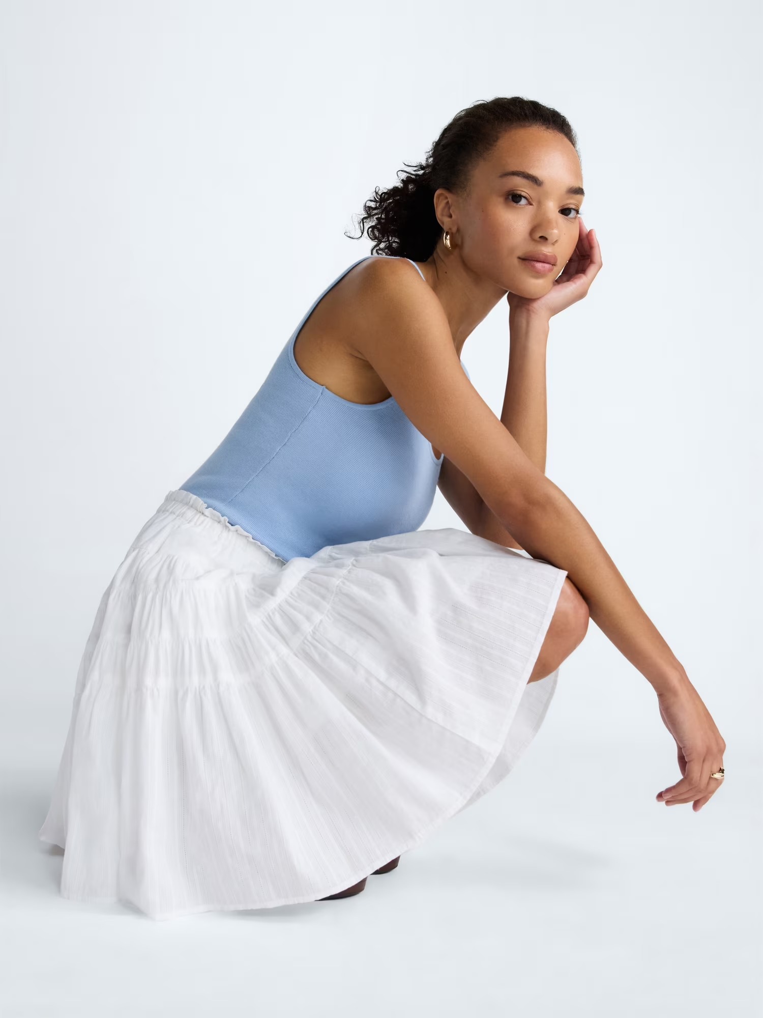 Scoop Tiered Cotton Skirt.