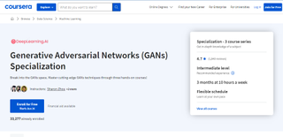 Website screenshot for Generative Adversarial Networks (GANs) Specialization by deeplearning.ai