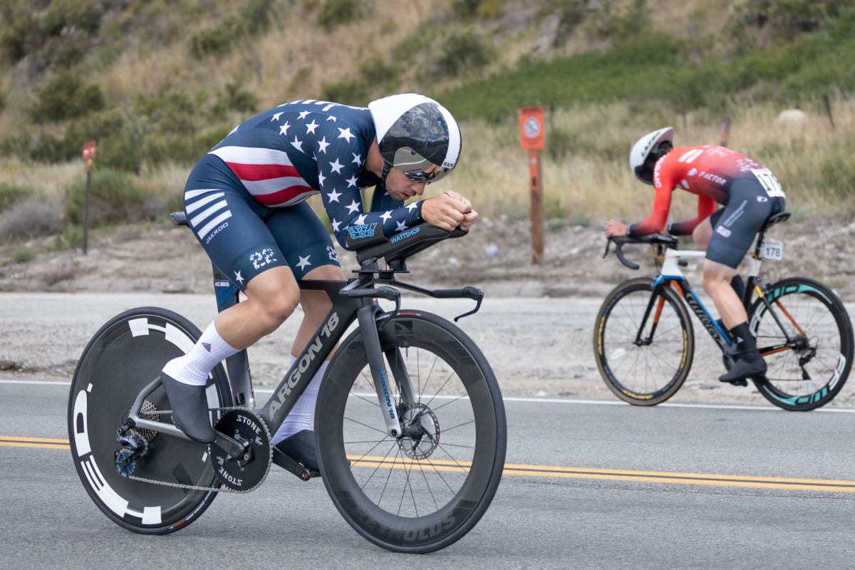 Current Amateur National Time Trial champion Zach Gregg was in the early hotseat with a time of 18:03.