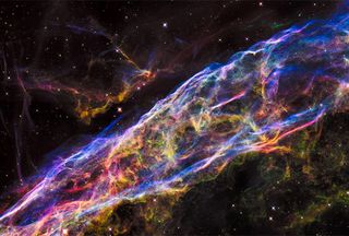 The Veil Nebula as seen by Hubble. Because it looks cool.