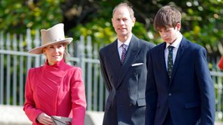 Sophie, Duchess of Edinburgh, Prince Edward, Duke of Edinburgh and James, Earl of Wessex attend the traditional Easter Sunday Mattins Service in 2023