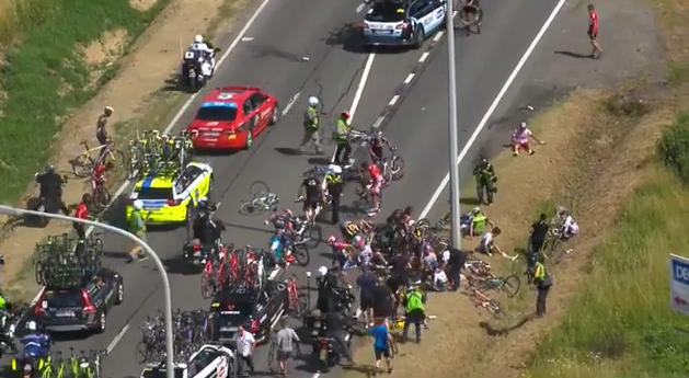 An arial shot of the crash