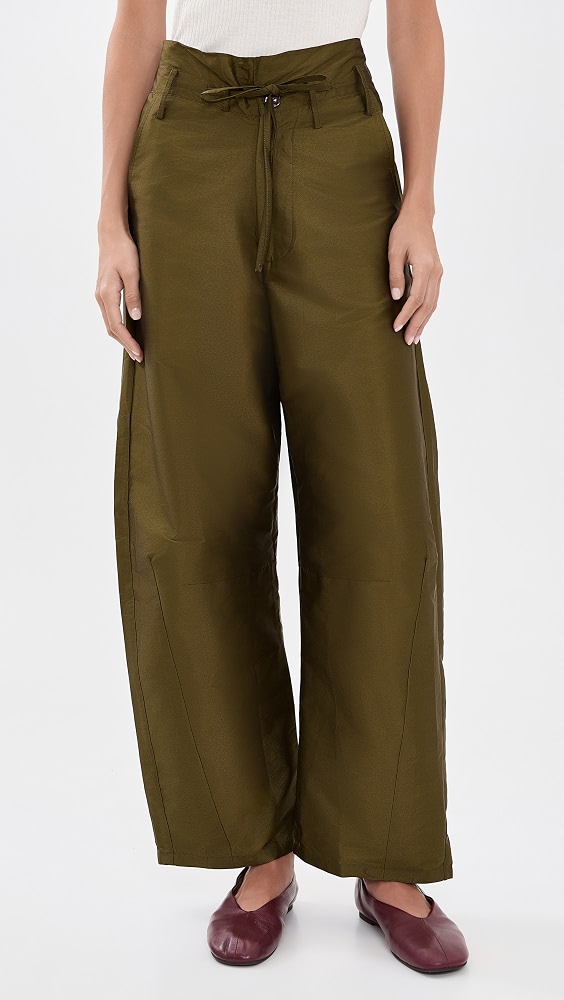 Techno Taffeta Barrel Pants - Olive