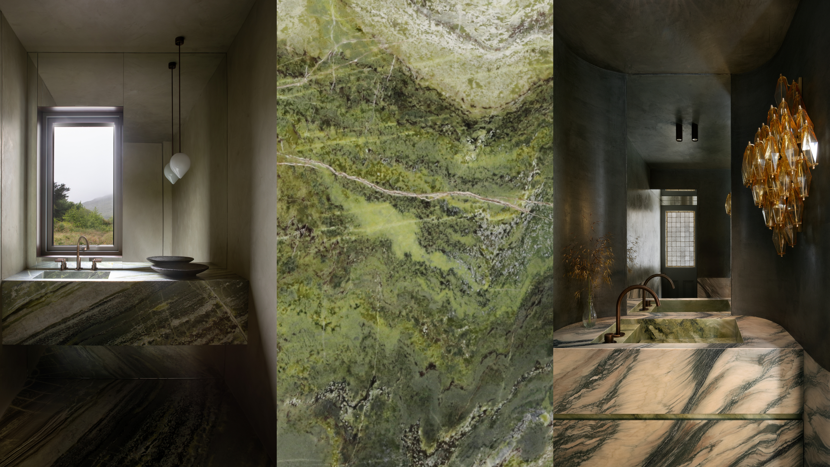 Irish green marble in two projects